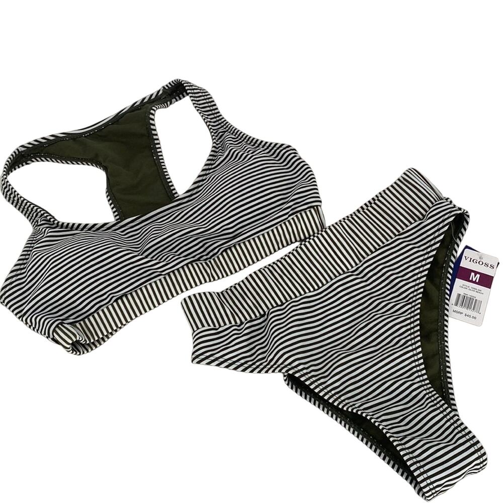 Vigoss Striped Two Piece Bikini Swimsuit New with tags Size Medium